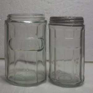 Vintage Hoosier 12 Paneled Glass Tea Jar and Spice Jar Pre-loved Condition